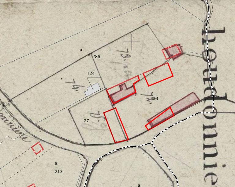 Superposition du cadastre de 2018 sur le cadastre de 1811.