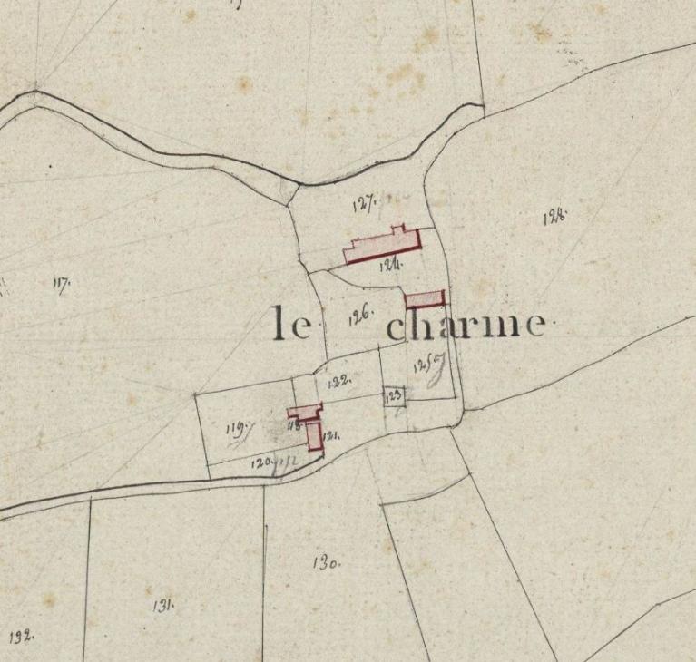 Extrait du plan cadastral de 1811, section B. (Archives départementales d'Eure-et-Loir, 3 P 5294 - 5297).