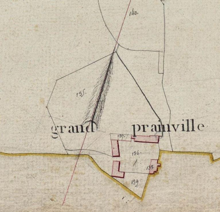 Extrait du plan cadastral de 1811, section B. (Archives départementales d'Eure-et-Loir, 3 P 5294 - 5297).