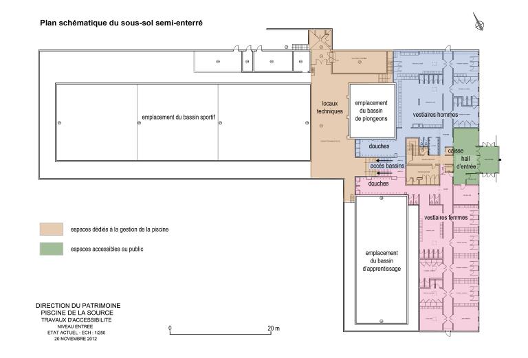 Plan schématique du sous-sol semi-enterré.