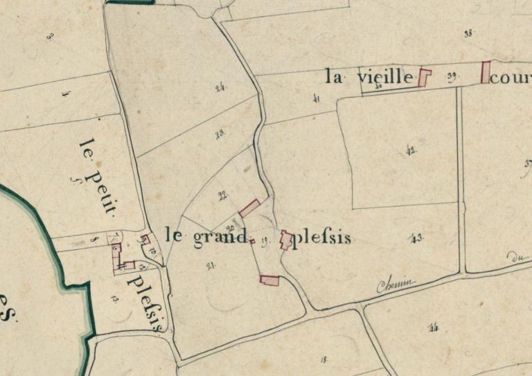 Extrait du plan cadastral de 1811 de Trizay, section A. (Archives départementales d’Eure-et-Loir, 3 P 5637-5645).