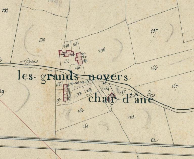 Extrait du plan cadastral de Trizay de 1811, section A. (Archives départementales d’Eure-et-Loir, 3 P 5637-5645).