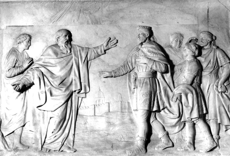 Le signe donné à Achaz. Bas-relief déposé au musée des Beaux-Arts de Chartres après le démantèlement du jubé en 1866.