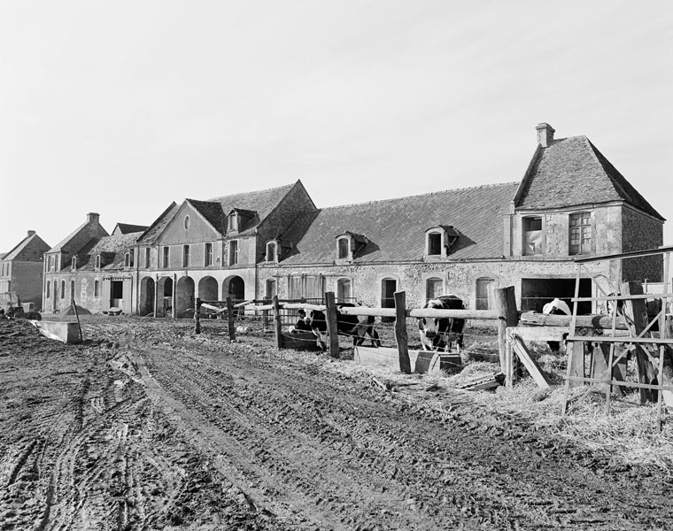 Manoir, château. Bâtiment nord-est. Elévation extérieure est. Logis, étables et remise à voitures. ; Bâtiment nord-est. Elévation extérieure est. Logis, étables et remise à voitures.