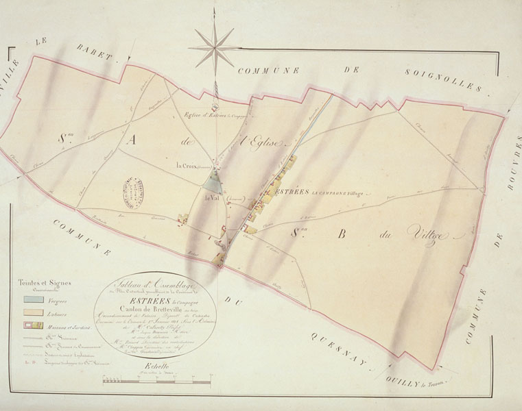 Cadastre napoléonien.- Plan cadastral, 1813. (AD Calvados).