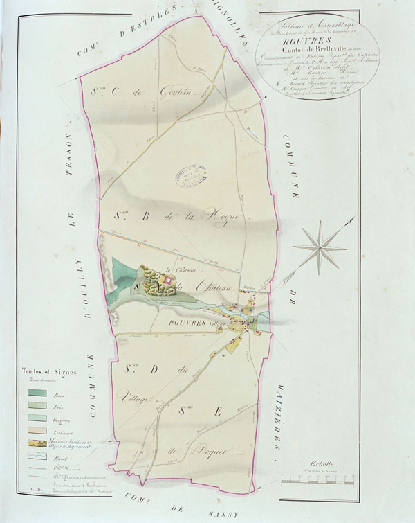 Tableau d'assemblage de la commune de Rouvres, canton de Bretteville sur Laize.- Cadastre napoléonien, 1813. (AD Calvados).