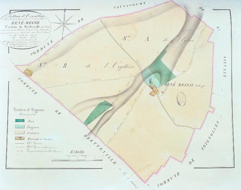 Tableau d'assemblage René-Mesnil.- Cadastre napoléonien, 1813. (AD Calvados).
