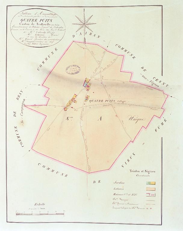 Quatre Puits. Tableau d'assemblage.- Cadastre napoléonien, 1813. (AD Calvados).