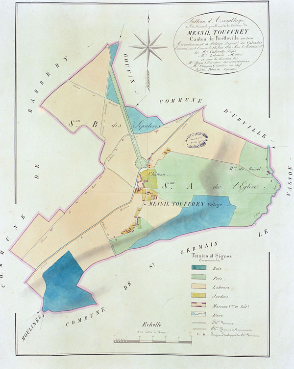 Tableau d'assemblage du Mesnil Touffrey.- Cadastre napoléonien, 1813. (AD Calvados).