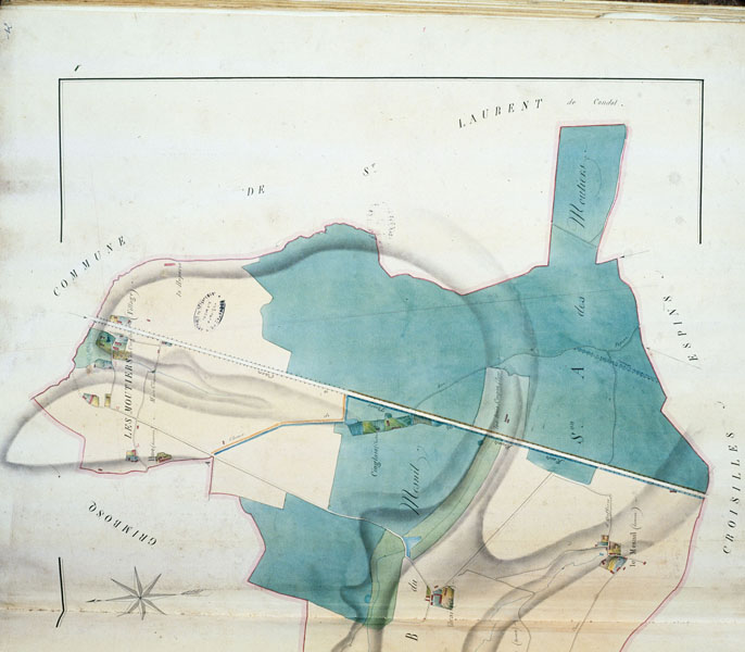 Détail du cadastre : Les Moutiers en Cinglais, village.- Plan cadastral napoléonien. (AD Calvados).
