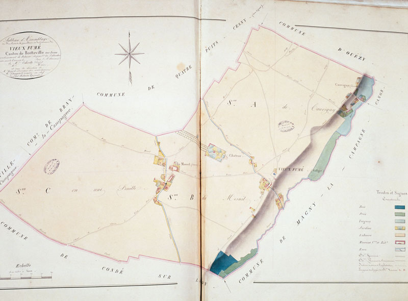 Vieux Fumé. Tableau d'assemblage.- Cadastre napoléonien, 1813. (AD Calvados).
