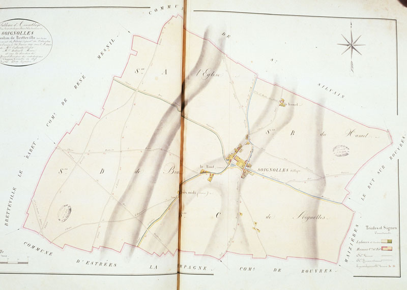 Tableau d'assemblage de Soignolles, canton de Bretteville sur Laize.- Plan cadastral napoléonien. (AD Calvados).