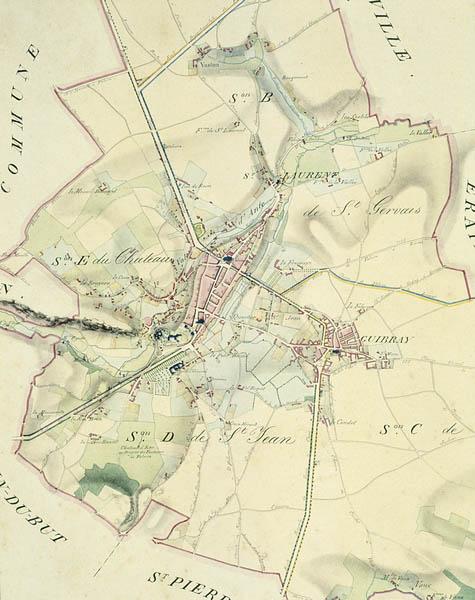 Cadastre napoléonien, tableau d'assemblage, vue partielle.