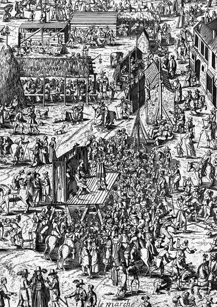 La foire de Guibray, détail : les bateleurs.