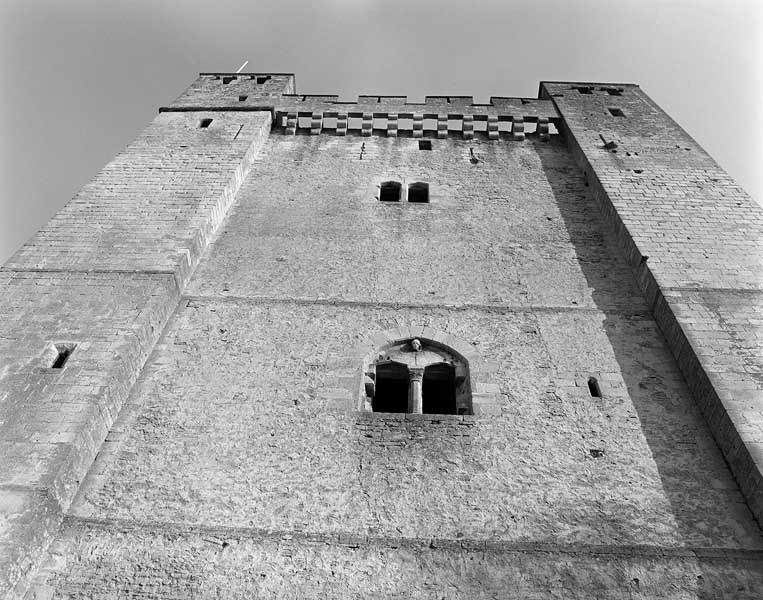 Donjon, élévation extérieure sud. ; Chambois, château fort, donjon.
