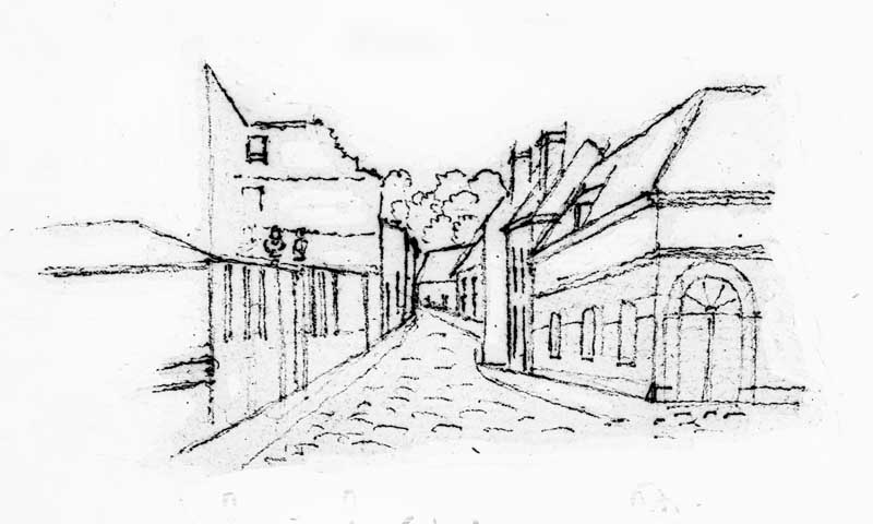 Usine de quincaillerie.- Dessin, Courtois, vers 1850. (AD Orne. S 980, n°26).