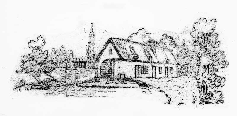Echauffour. Moulin au Gué Fouché.- Dessin au crayon, Courtois, vers 1850. (AD Orne. S 980, n° 5).
