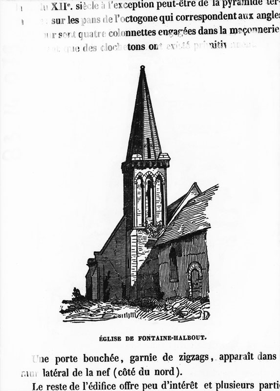 Eglise de Fontaine-Halbout.- Dessin.