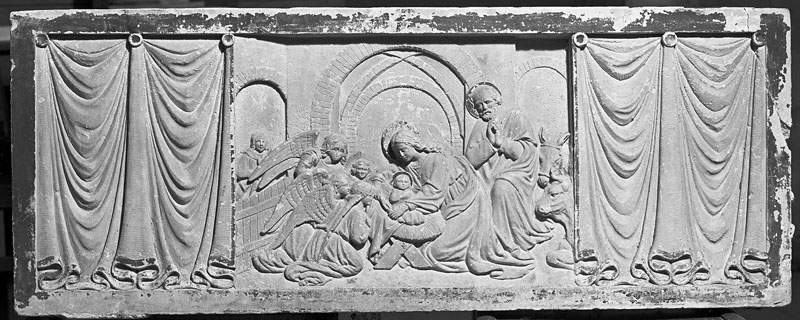 Ensemble de 2 bas-reliefs : Adoration des Mages, adoration des anges