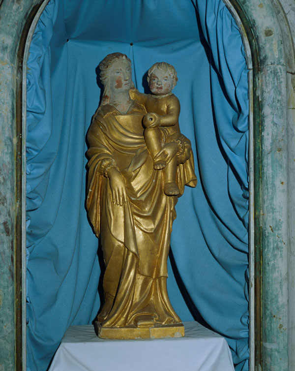 Ensemble de l'autel secondaire Notre-Dame de bonne voie : autel, retable architecturé