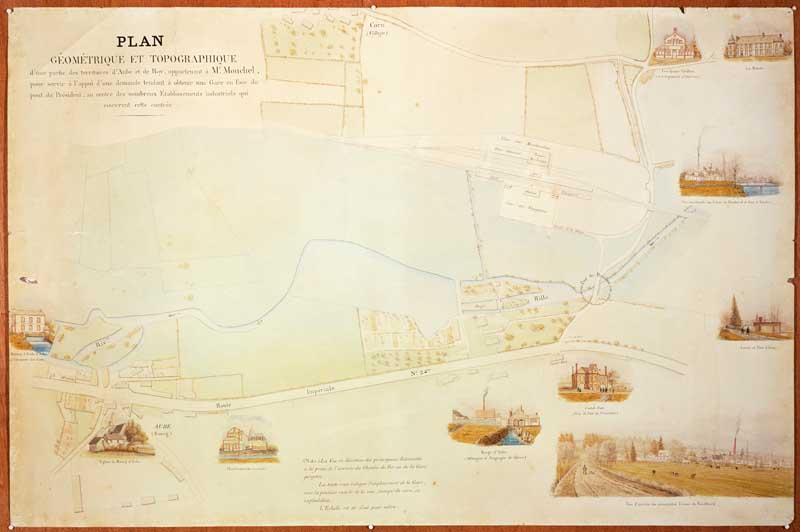 Plan géométrique et topographique d'une partie des territoires d'aube et de Roy appartenant à M. Mouchel.