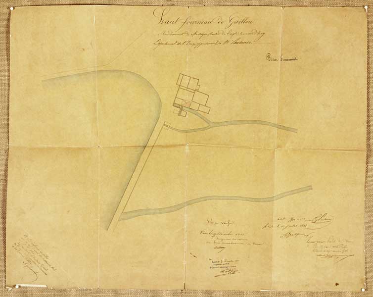 Haut fourneau de Gaillon. Plan d'ensemble.- Plan cadastral, 13 juillet 1855. (AD Orne. S 1139).