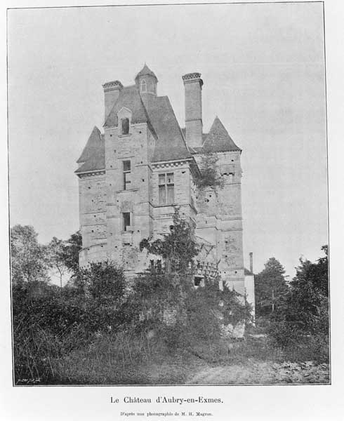 Le château d'Aubry-en-Exmes.- Photographie ancienne, phot. Magron, tirée de : La Normandie monumentale et pittoresque, Orne, 1896.