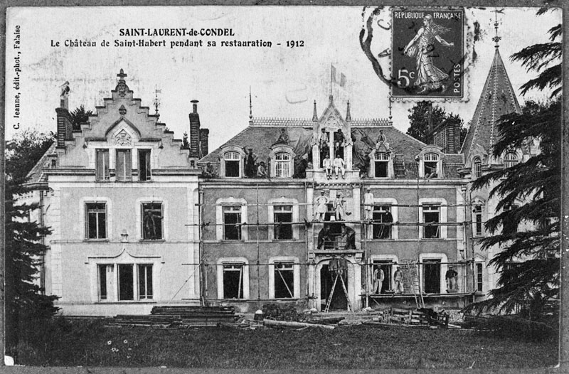 SAINT-LAURENT-de-CONDEL - Le Château de Saint-Hubert pendant sa restauration - 1912.- Carte postale, 1912. (Collection particulière Seigneurie).