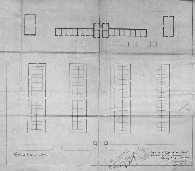 Ecuries, plan des nouvelles écuries.- Plan, Sandret, 14 avril 1904. (AD Orne).