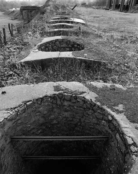 Fours de calcination, sommet des fours.