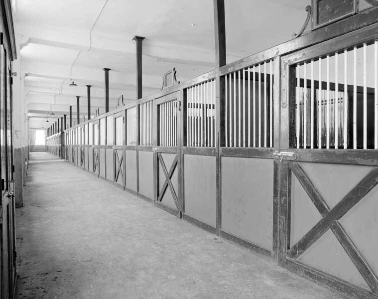 Ecurie des grands étalons, vue d'intérieure : écurie simple avec boxes.
