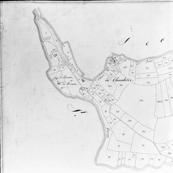 Extrait du plan cadastral de la commune de Champsecret, Section S.- Plan cadastral, vers 1825. (AD Orne. 3P2 091).
