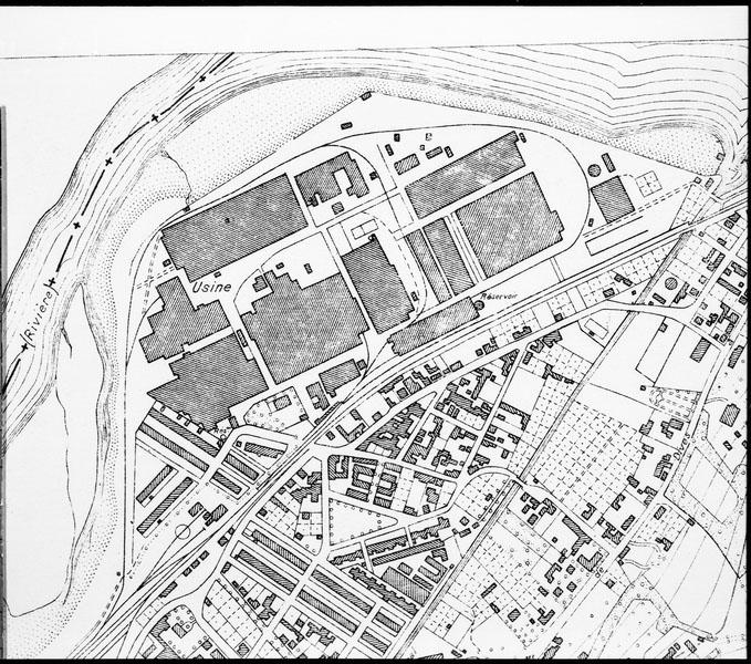 Dives-sur-mer (Calvados) - Croquis topographique (document de première approximation). Détail : usine.