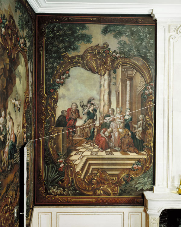 Château du Mesnil à Vieux- Fumé, peinture : Ulysse démasque Achille parmi les filles de Skyros. ; Vue d'ensemble.
