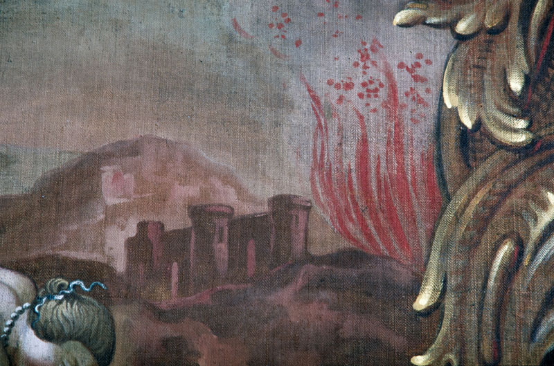 Détail : la ville en flamme.