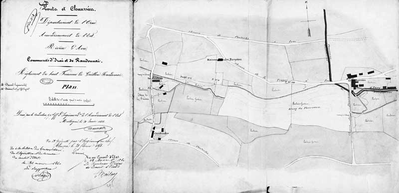 Plan accompagnant le règlement du haut-fourneau.- Plan, 1858. (AN. 14 4455).