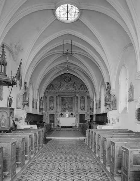 Elévation intérieure de la nef vers le choeur.