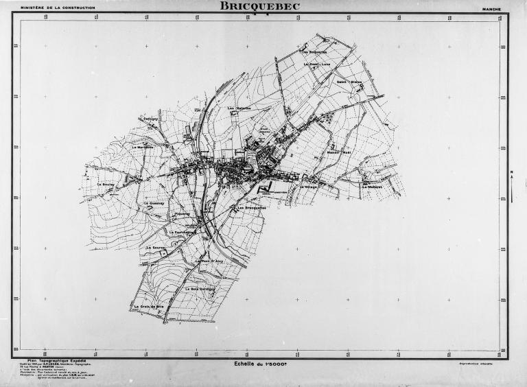Commune de Bricquebec.- Plan topographique, G.-F. Lucan, Ministère de la Construction, 1962