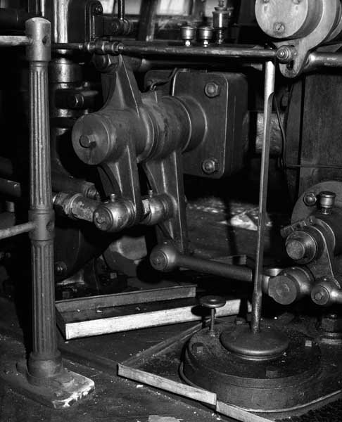 Machine à vapeurà à piston. Tringlerie, détail.