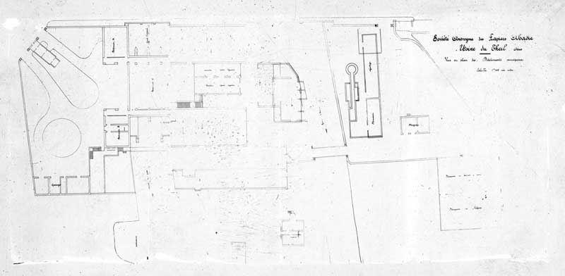 Société Anonyme des Papiers Abadie. Usine du Theil. Orne. Vue en plan des bâtiments principaux.- Plan. (Collection particulière).