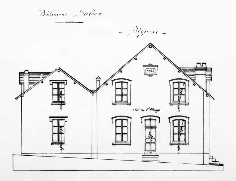 Logements d'ouvriers de la cité Salvert. Bâtiment Salver. Pignon.- Elévation, s.d., vers 1923. (Collection particulière).