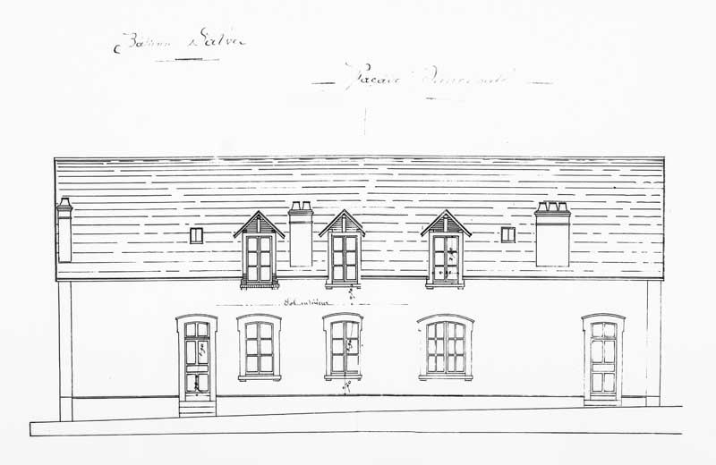 Logements d'ouvriers de la cité Salvert. Bâtiment Salver. Façade principale.- Elévation, s.d., vers 1923. (Collection particulière).