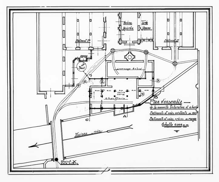 Plan d'ensemble de la nouvelle trituration et abords.- Plan, s.d. (Collection particulière).