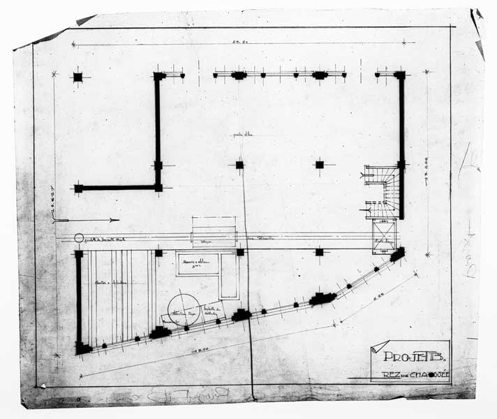 Atelier de fabrication dit de nouvelle trituration. Projet B. rez de chaussée.- Plan, s.d. (Collection particulière).