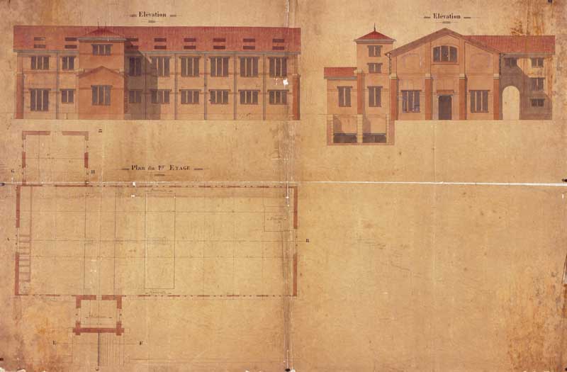 Plan du 1er étage et élévations.- Plan et élévation, s.d. (Collection particulière).