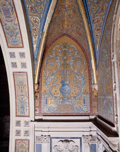 Revêtement mural de la 2e chapelle nord, détail : mosaïque.