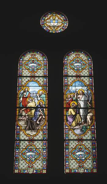 Vue d'ensemble de la baie 11 : Pêche miraculeuse et Christ enseignant.