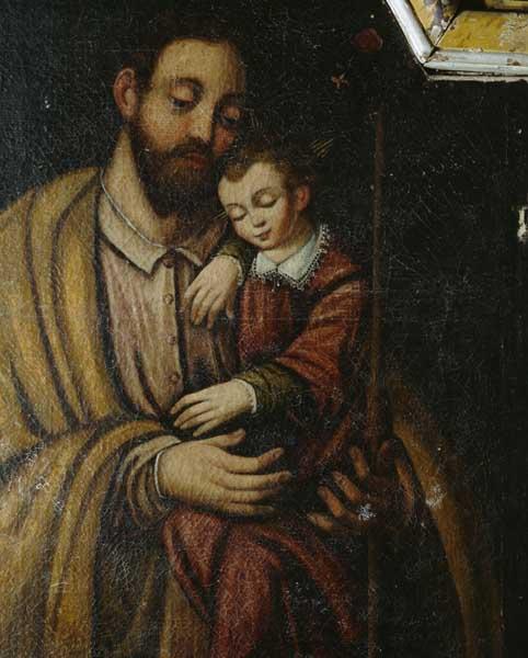 Détail du tableau : saint Joseph et l'enfant Jésus.