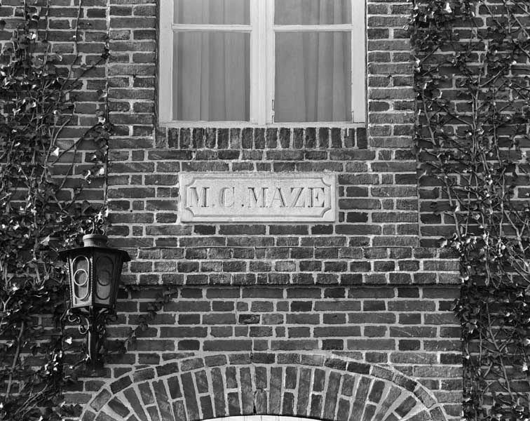 Atelier de fabrication, élévation extérieure est, détail : inscription.