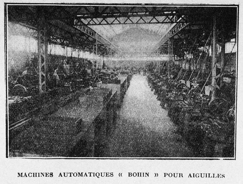 Machines automatiques "Bohin" pour aiguilles.- Photographie ancienne, tirée de : L'Illustration économique et financière, 1927, n°2.